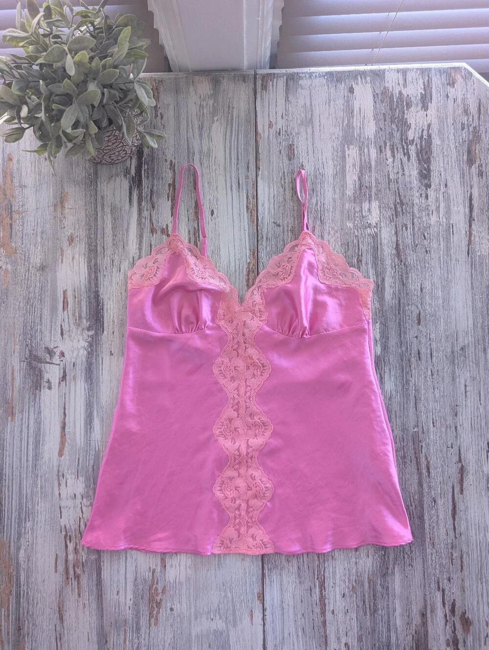 La Senza Pink Satin Lace Cami Top Y2K Lingerie Style Women's Small - Picture 2 of 7